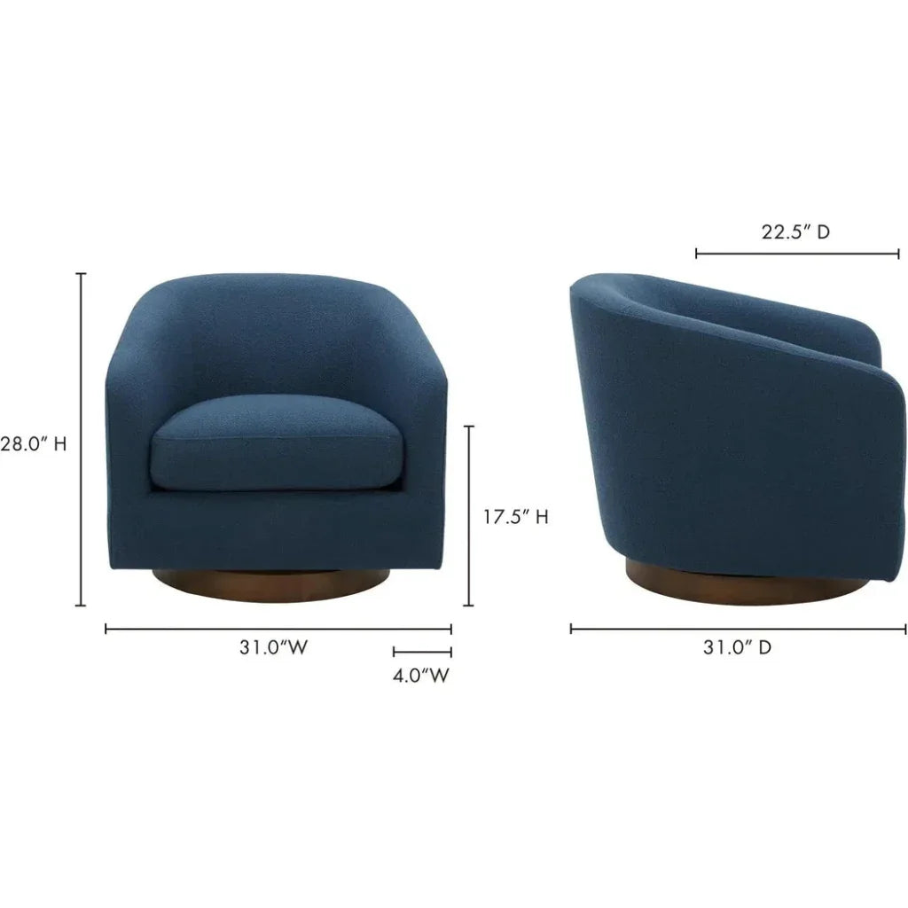 Oscy Dark Blue Swivel Bucket Accent Chair - LOOMLAN - Moe's Home - Club Chairs