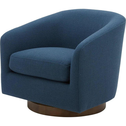 Oscy Dark Blue Swivel Bucket Accent Chair - LOOMLAN - Moe's Home - Club Chairs