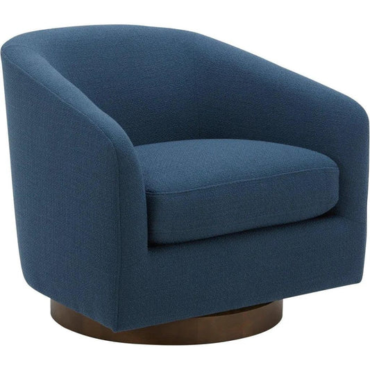 Oscy Dark Blue Swivel Bucket Accent Chair - LOOMLAN - Moe's Home - Club Chairs