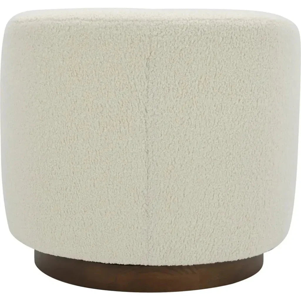 Oscy Vegan Shearling White Swivel Accent Chair - LOOMLAN - Moe's Home - Club Chairs