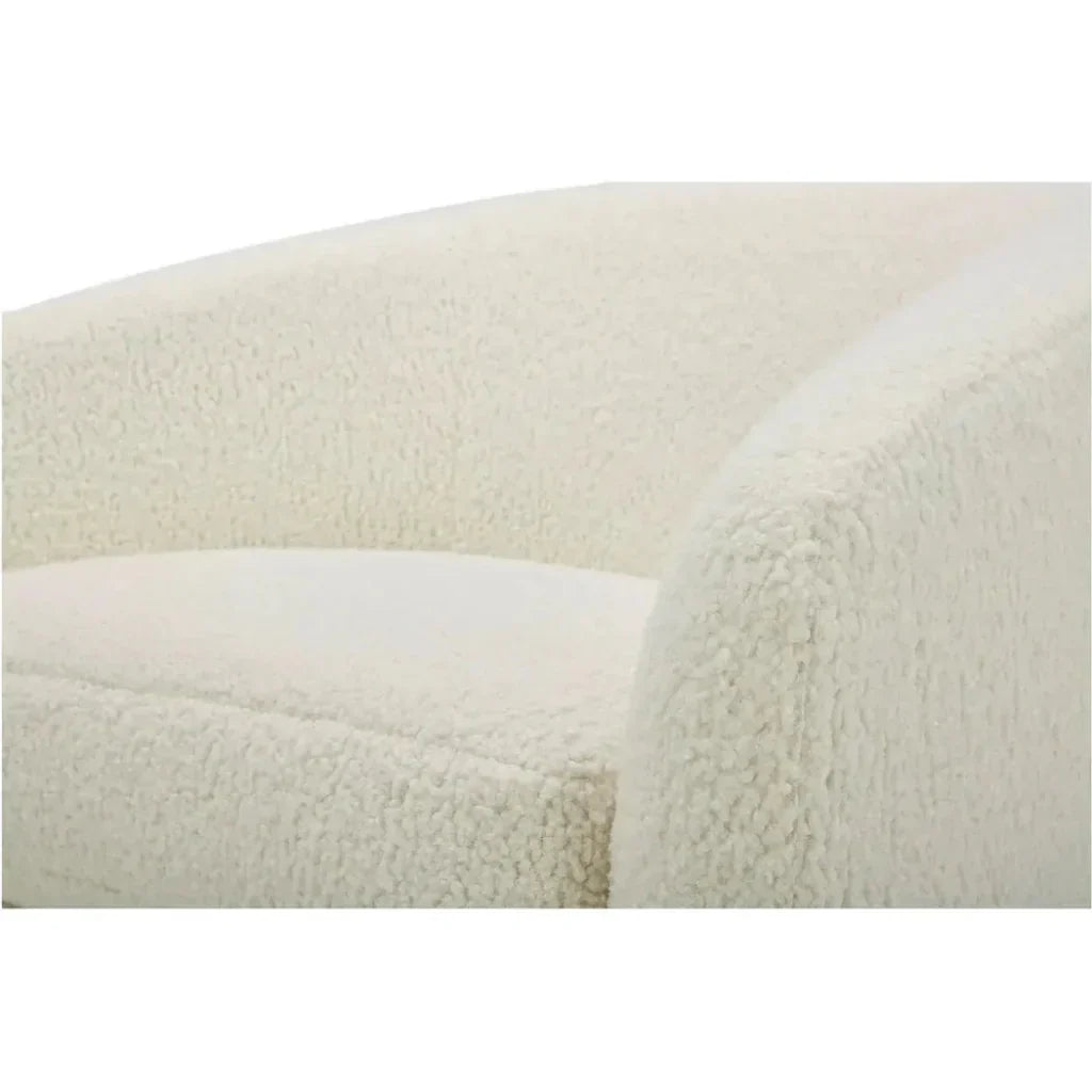 Oscy Vegan Shearling White Swivel Accent Chair - LOOMLAN - Moe's Home - Club Chairs