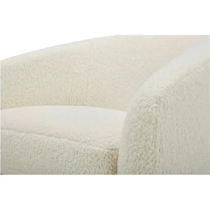 Oscy Vegan Shearling White Swivel Accent Chair - LOOMLAN - Moe's Home - Club Chairs
