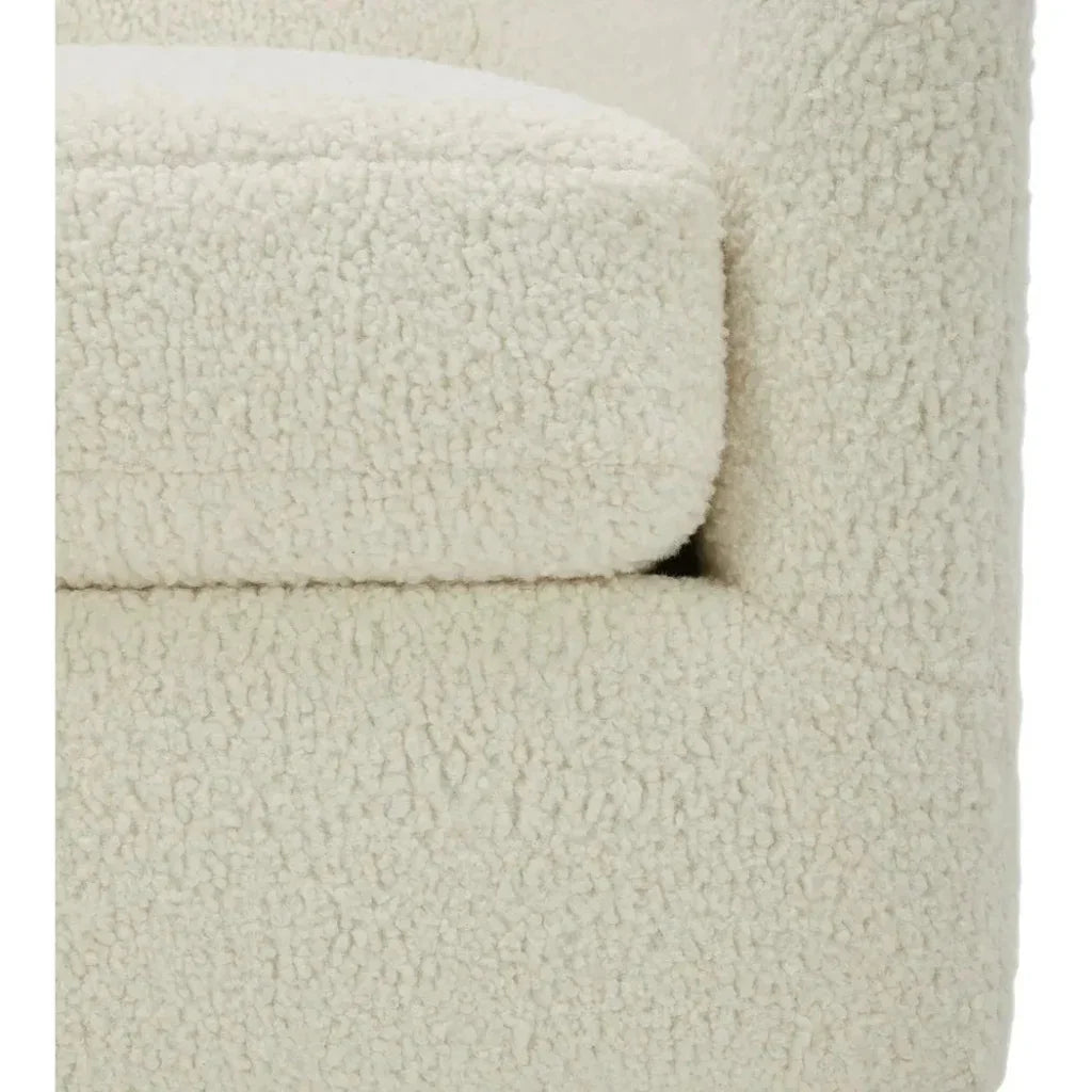 Oscy Vegan Shearling White Swivel Accent Chair - LOOMLAN - Moe's Home - Club Chairs