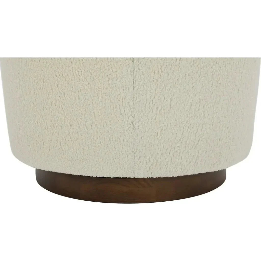Oscy Vegan Shearling White Swivel Accent Chair - LOOMLAN - Moe's Home - Club Chairs
