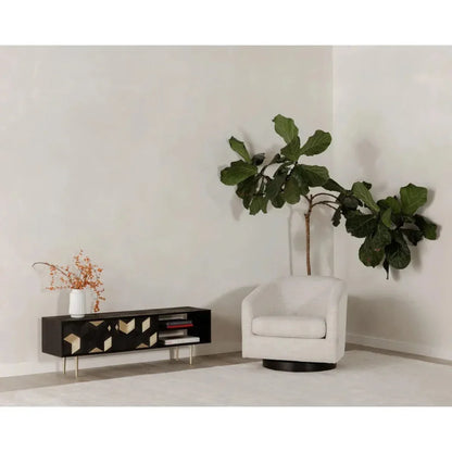 Oscy White Swivel Accent Chair - LOOMLAN - Moe's Home - Club Chairs