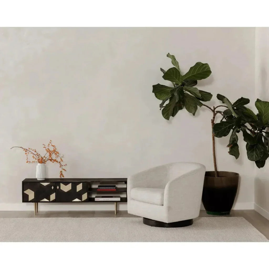 Oscy White Swivel Accent Chair - LOOMLAN - Moe's Home - Club Chairs