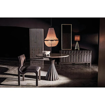 Osiris Wood Dining Table Light Brown Trim-Dining Tables-Noir-LOOMLAN