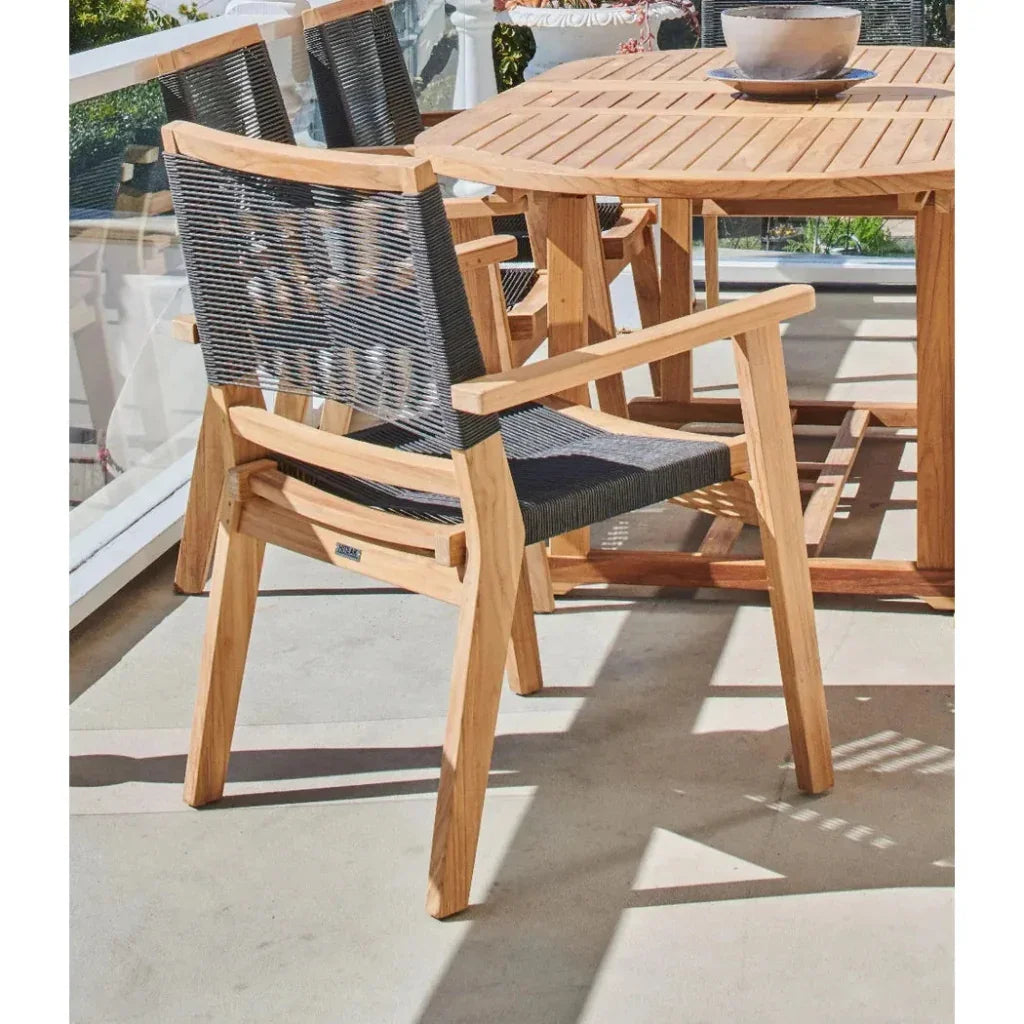 Oslo Teak Outdoor Stacking Armchair 2PC-Outdoor Dining Chairs-HiTeak-LOOMLAN