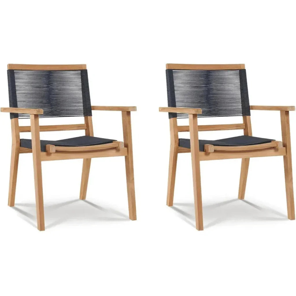 Oslo Teak Outdoor Stacking Armchair 2PC-Outdoor Dining Chairs-HiTeak-LOOMLAN