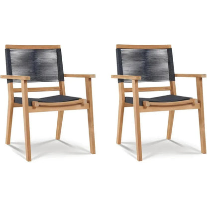Oslo Teak Outdoor Stacking Armchair 2PC-Outdoor Dining Chairs-HiTeak-LOOMLAN
