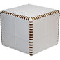 Ottoman Pouf Cube Stitched, White Leather - LOOMLAN - Peninsula Home - Poufs and Stools