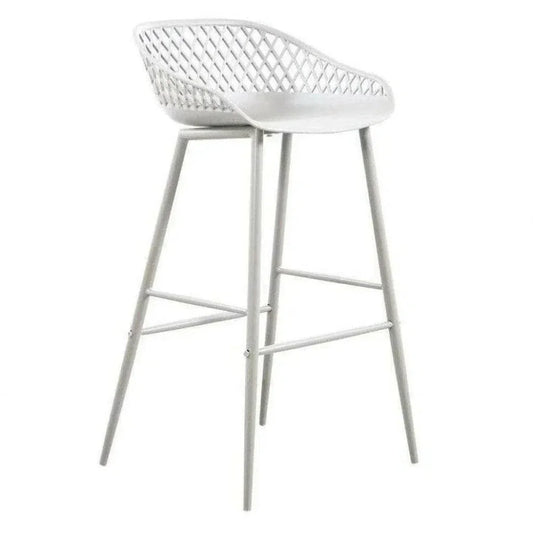Outdoor Barstool White Set Black (Bar Height)-Outdoor Bar Stools-Moe's Home-LOOMLAN