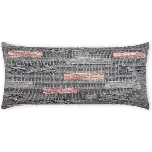 Outdoor Blockweave Lumbar Pillow - Coral-Outdoor Pillows-D.V. Kap-LOOMLAN