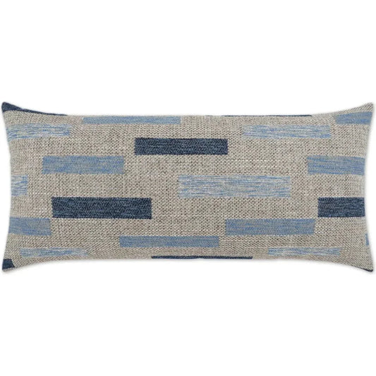 Outdoor Blockweave Lumbar Pillow - Indigo-Outdoor Pillows-D.V. Kap-LOOMLAN