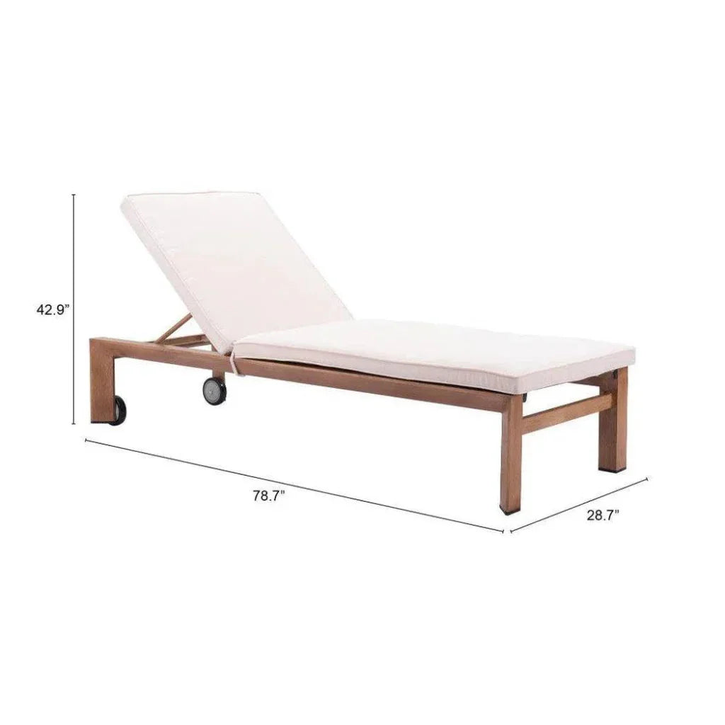Outdoor Chaise Lounge Aluminum Water Resistant Olefin-Outdoor Chaises-Zuo Modern-LOOMLAN