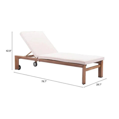 Outdoor Chaise Lounge Aluminum Water Resistant Olefin-Outdoor Chaises-Zuo Modern-LOOMLAN