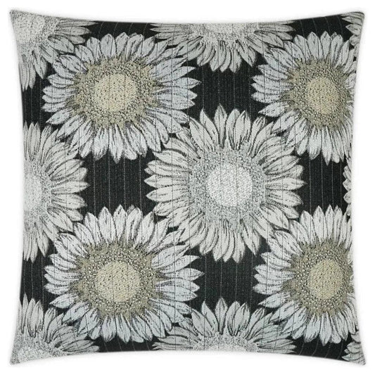 Outdoor Daisy Chain Pillow - Black-Outdoor Pillows-D.V. Kap-LOOMLAN