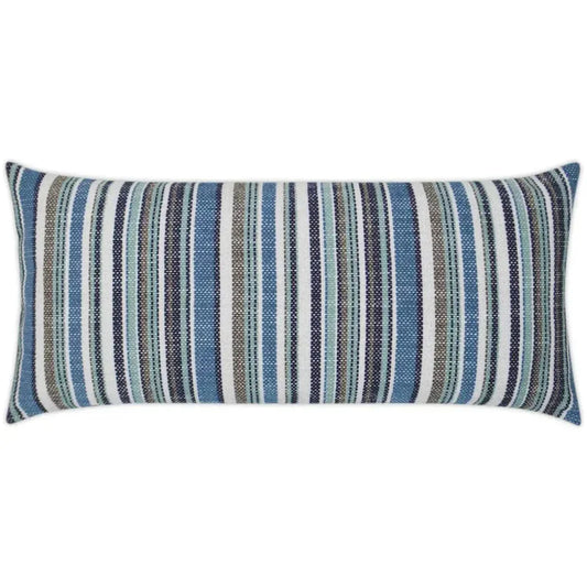 Outdoor Fancy Stripe Lumbar Pillow - Navy-Outdoor Pillows-D.V. Kap-LOOMLAN