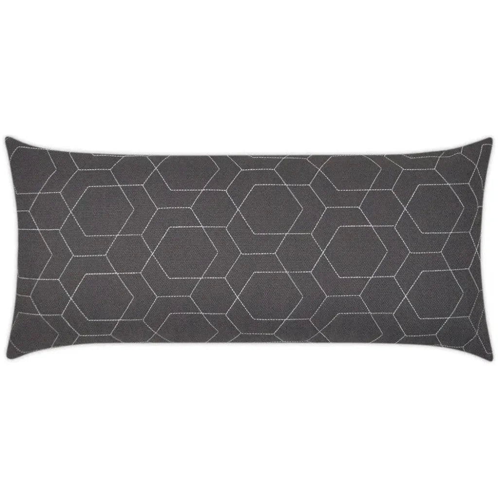 Outdoor Hex Quilt Lumbar Pillow - Grey-Outdoor Pillows-D.V. Kap-LOOMLAN