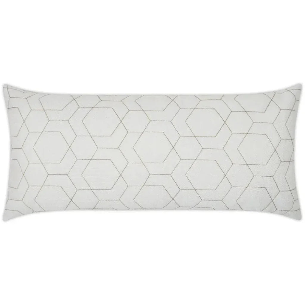 Outdoor Hex Quilt Lumbar Pillow - White-Outdoor Pillows-D.V. Kap-LOOMLAN