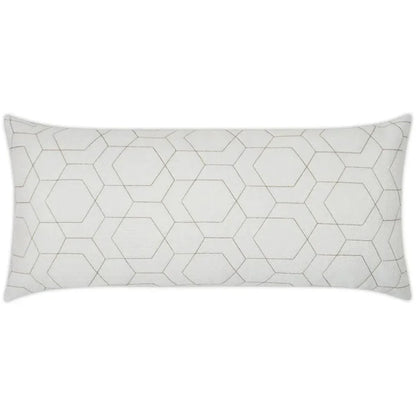 Outdoor Hex Quilt Lumbar Pillow - White-Outdoor Pillows-D.V. Kap-LOOMLAN