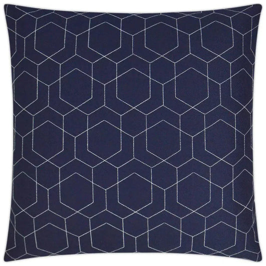 Outdoor Hex Quilt Pillow - Navy-Outdoor Pillows-D.V. Kap-LOOMLAN