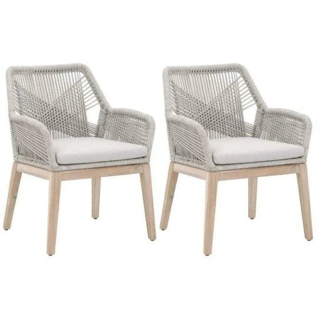 Outdoor Loom Rope Dining Arm Chair 2PC Rope-Outdoor Dining Chairs-Essentials For Living-LOOMLAN