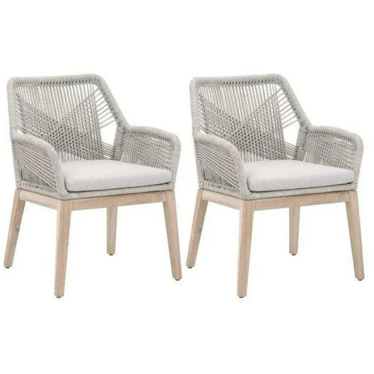 Outdoor Loom Rope Dining Arm Chair 2PC Rope-Outdoor Dining Chairs-Essentials For Living-LOOMLAN