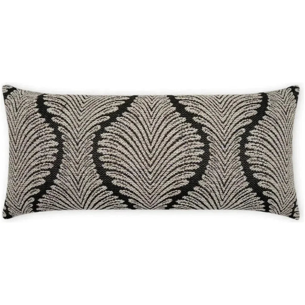 Outdoor Palmyra Lumbar Pillow - Black-Outdoor Pillows-D.V. Kap-LOOMLAN