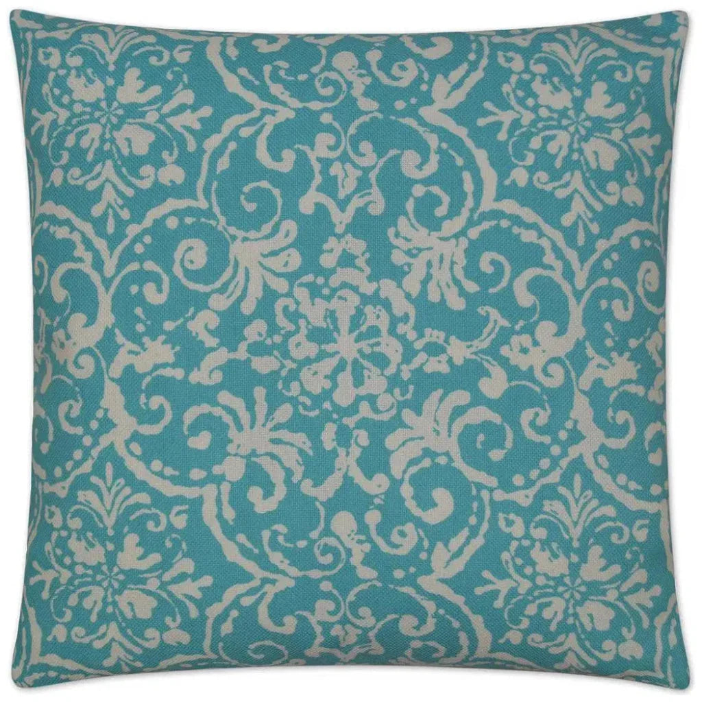 Outdoor Print Affair Pillow - Turquoise-Outdoor Pillows-D.V. Kap-LOOMLAN
