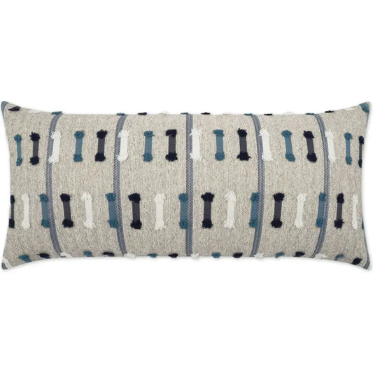 Outdoor Tassel Stripe Lumbar Pillow - Blue-Outdoor Pillows-D.V. Kap-LOOMLAN