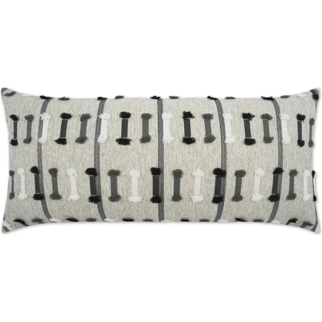 Outdoor Tassel Stripe Lumbar Pillow - Grey-Outdoor Pillows-D.V. Kap-LOOMLAN