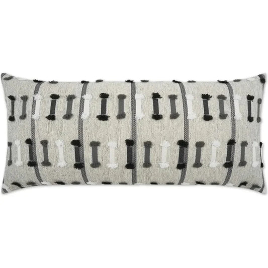 Outdoor Tassel Stripe Lumbar Pillow - Grey-Outdoor Pillows-D.V. Kap-LOOMLAN