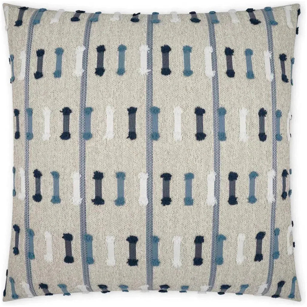 Outdoor Tassel Stripe Pillow - Blue-Outdoor Pillows-D.V. Kap-LOOMLAN