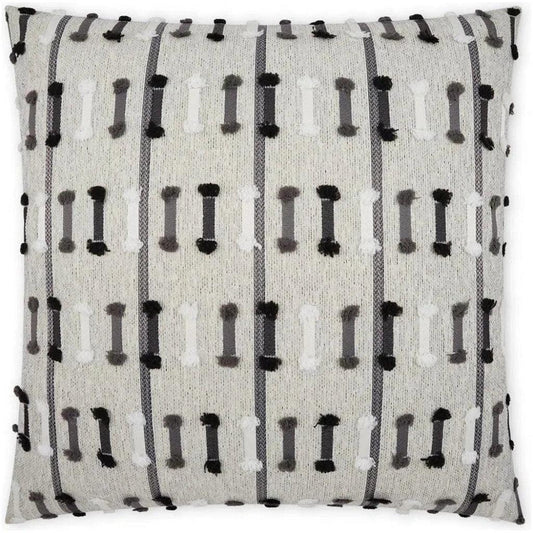 Outdoor Tassel Stripe Pillow - Grey-Outdoor Pillows-D.V. Kap-LOOMLAN