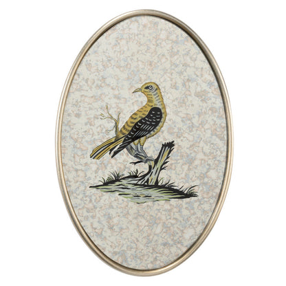 Oval Antiqued Mirrored Bird Canvas Art