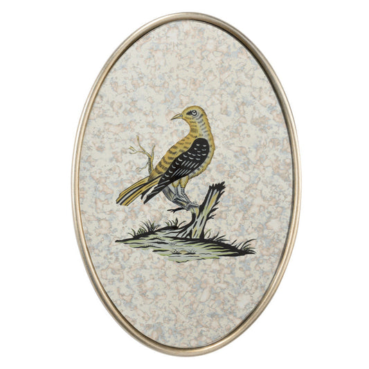 Oval Antiqued Mirrored Bird Canvas Art