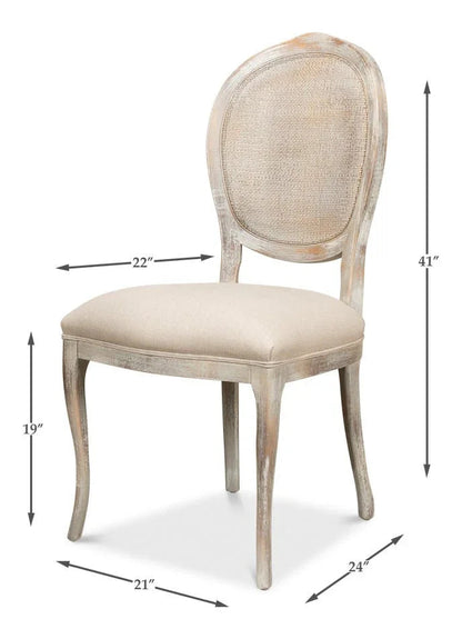 Oval Cane Back Armless Side Chair 2PC - LOOMLAN - Sarreid - Accent Chairs