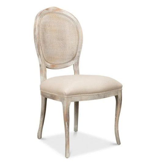 Oval Cane Back Armless Side Chair 2PC - LOOMLAN - Sarreid - Accent Chairs