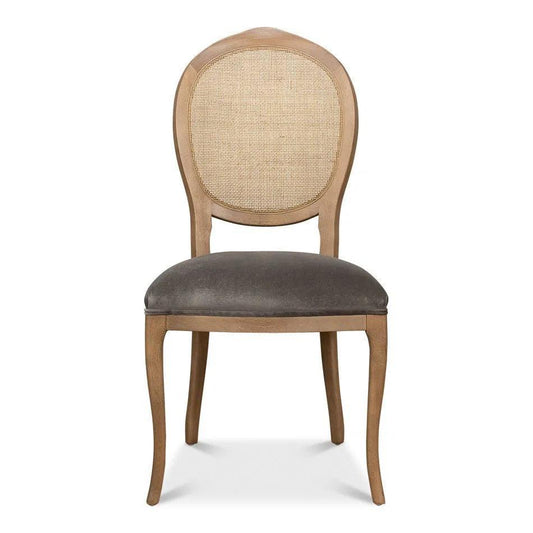 Oval Cane Back Set Chair Drftwd Charcoal - LOOMLAN - Sarreid - Dining Chairs