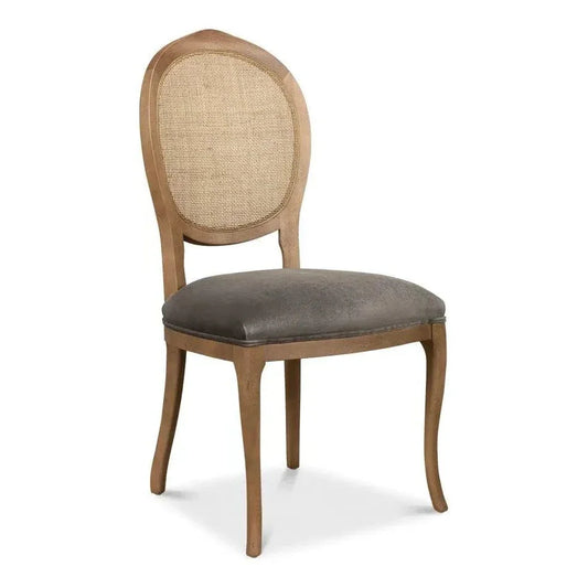 Oval Cane Back Set Chair Drftwd Charcoal - LOOMLAN - Sarreid - Dining Chairs
