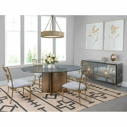 Oval Glass Bronzed Base Dining Table-Dining Tables-Bassett Mirror-LOOMLAN