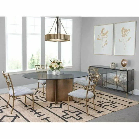 Oval Glass Bronzed Base Dining Table-Dining Tables-Bassett Mirror-LOOMLAN