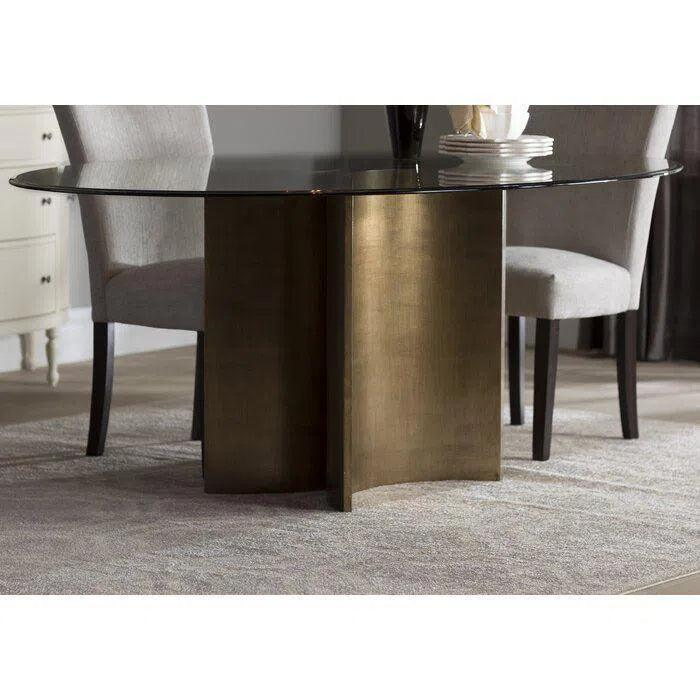Oval Glass Bronzed Base Dining Table-Dining Tables-Bassett Mirror-LOOMLAN