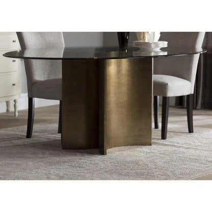 Oval Glass Bronzed Base Dining Table-Dining Tables-Bassett Mirror-LOOMLAN