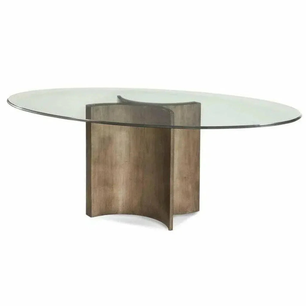 Oval Glass Bronzed Base Dining Table-Dining Tables-Bassett Mirror-LOOMLAN