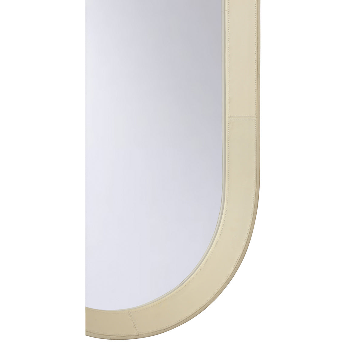 Oval Leather Warp Frame Wall Mirror