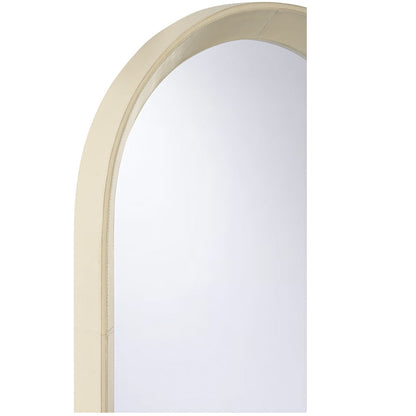 Oval Leather Warp Frame Wall Mirror