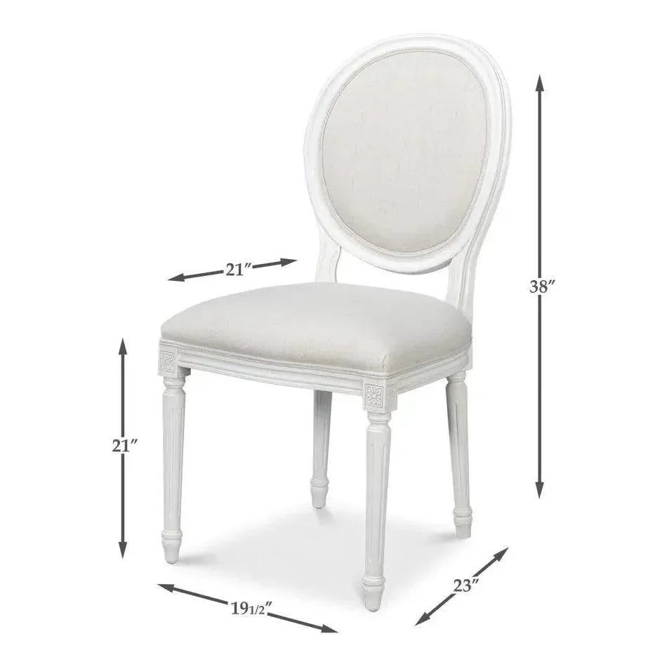 Oval Wood White Armless Side Chair 2PC - LOOMLAN - Sarreid - Accent Chairs