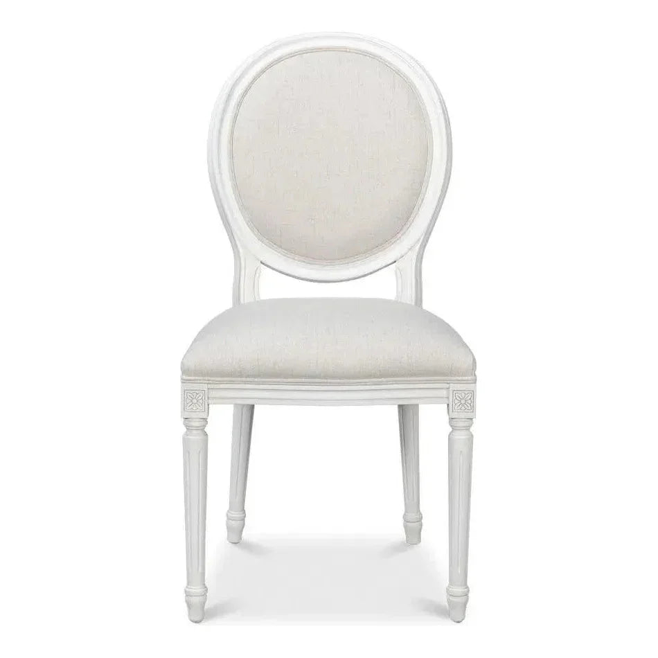 Oval Wood White Armless Side Chair 2PC - LOOMLAN - Sarreid - Accent Chairs
